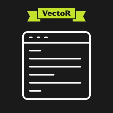 Beyaz çizgi bilgisayar arayüzü simgesi siyah arkaplanda izole edildi. Uygulama programlama arayüzü API teknolojisi. Yazılım entegrasyonu Vektör.