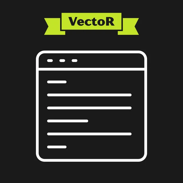 Weiße Linie Computer Api Interface Symbol Isoliert Auf Schwarzem Hintergrund — Stockvektor