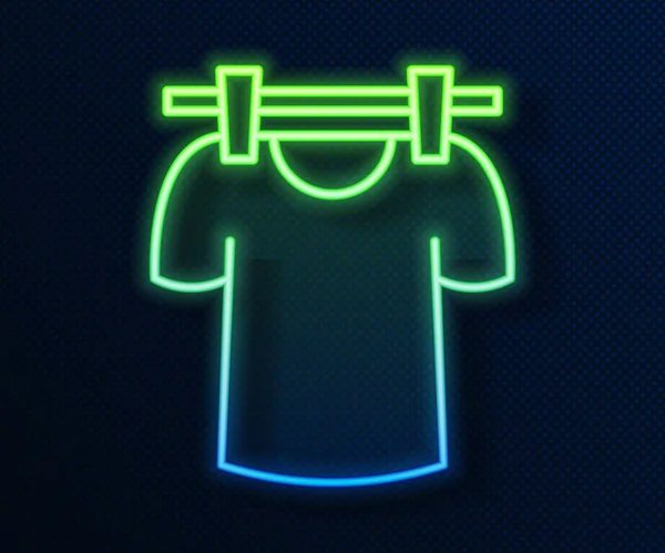 Glödande Neon Line Torka Kläder Ikonen Isolerad Blå Bakgrund Ren — Stock vektor