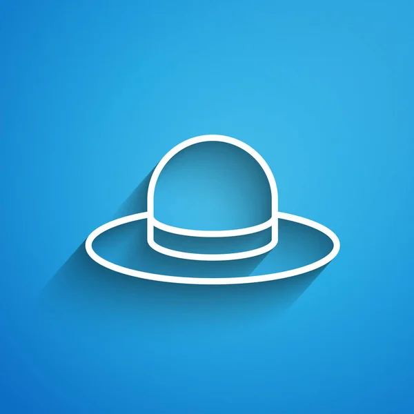 Λευκό Καπέλο Γραμμή Man Κορδέλα Εικονίδιο Απομονώνονται Μπλε Φόντο Μεγάλη — Διανυσματικό Αρχείο