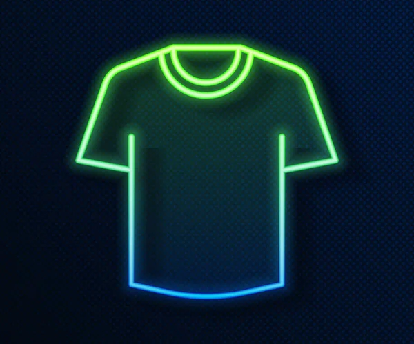 Glödande Neon Line Shirt Ikon Isolerad Blå Bakgrund Vektor — Stock vektor