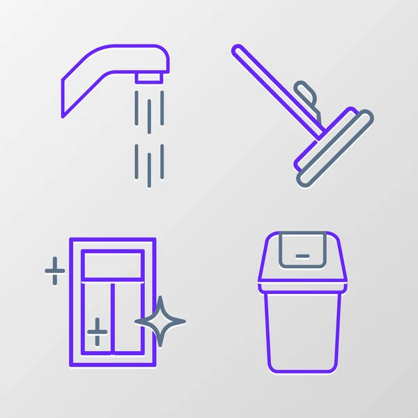 Ρυθμίστε Γραμμή Σκουπιδιών Μπορεί Καθαρισμός Υπηρεσία Για Παράθυρο Σφουγγαρίστρα Και — Διανυσματικό Αρχείο