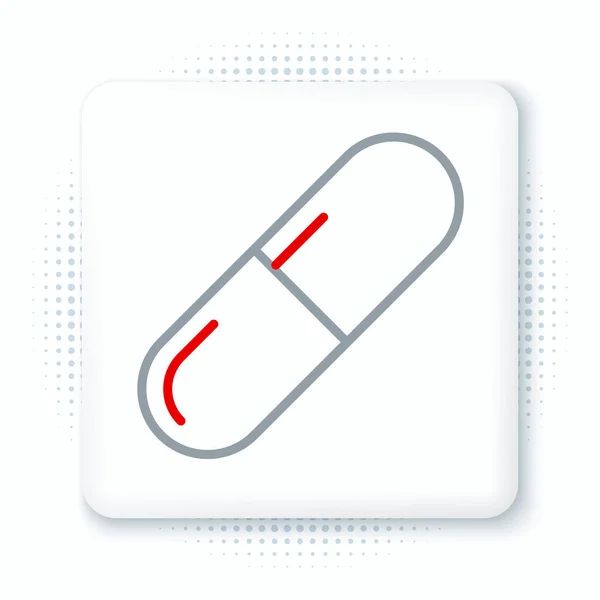 Line Medicine Pilulku Nebo Tablet Ikonu Izolované Bílém Pozadí Prášky — Stockový vektor