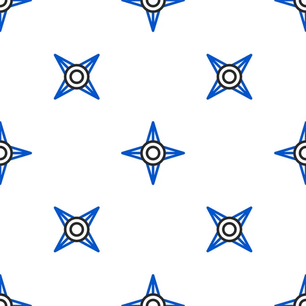 Ligne Japonaise Ninja Shuriken Icône Isolé Motif Sans Couture Sur — Image vectorielle