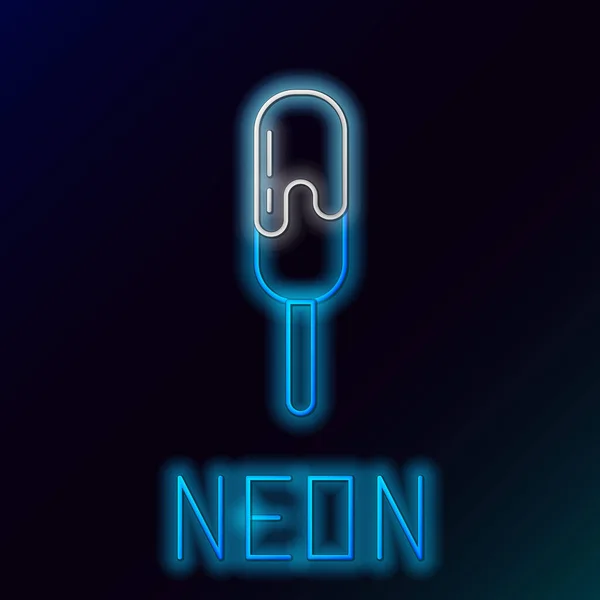 Glödande Neon Linje Glass Ikon Isolerad Svart Bakgrund Söt Symbol — Stock vektor