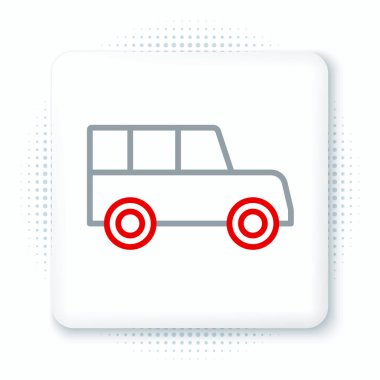 Çizgi Arabası simgesi beyaz arkaplanda izole edildi. Ön manzara. Renkli taslak konsepti. Vektör