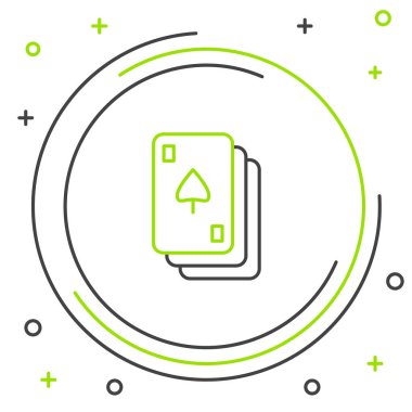 Beyaz arkaplanda kart oynatma simgesi izole edildi. Kumarhane kumarı. Renkli taslak konsepti. Vektör