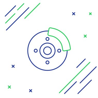 Caliper simgesi beyaz arkaplanda izole edilmiş Line Car fren diski. Renkli taslak konsepti. Vektör