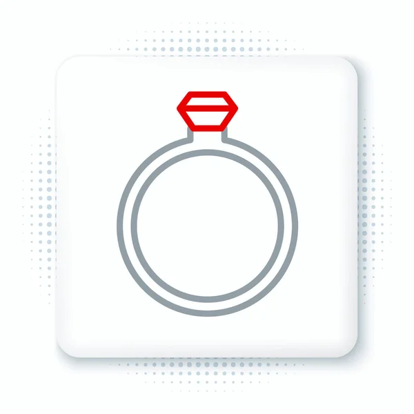 Icono Anillo Compromiso Line Diamond Aislado Sobre Fondo Blanco Concepto — Vector de stock