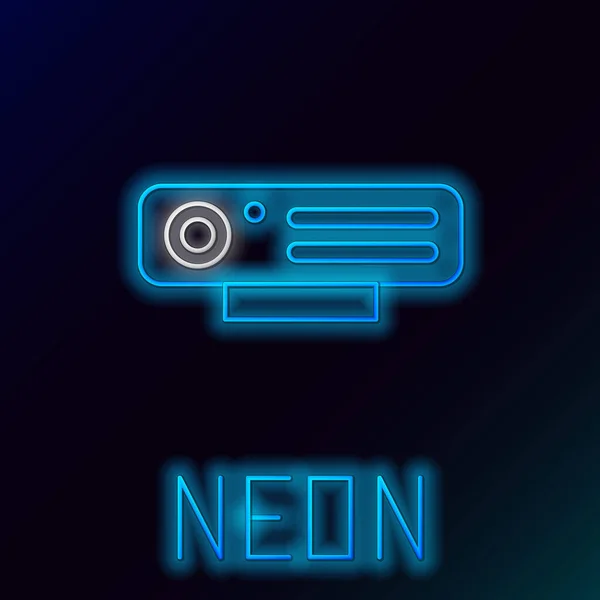 Leuchtendes Neonliniges Web Kamera Symbol Isoliert Auf Schwarzem Hintergrund Chat — Stockvektor