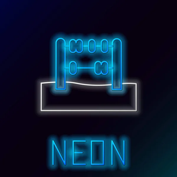 Ragyogó Neon Vonal Abacus Ikon Elszigetelt Fekete Háttérrel Hagyományos Számolási — Stock Vector