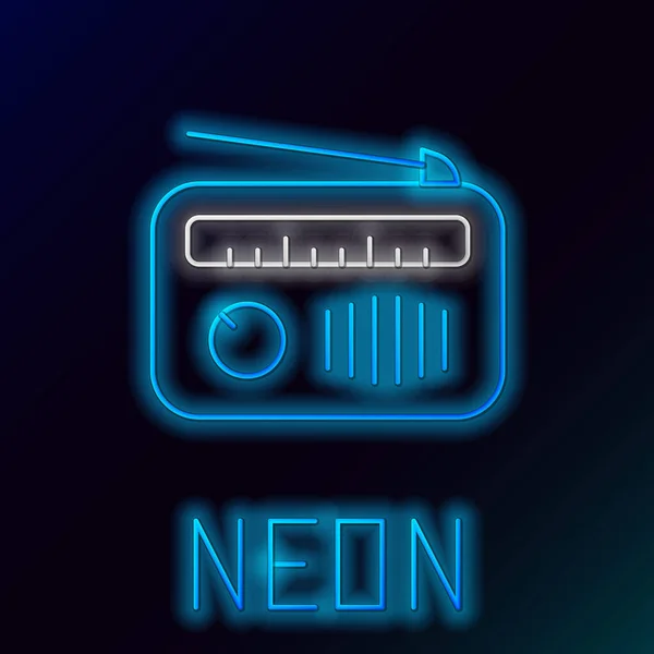 Radio Línea Neón Brillante Con Icono Antena Aislado Sobre Fondo — Archivo Imágenes Vectoriales