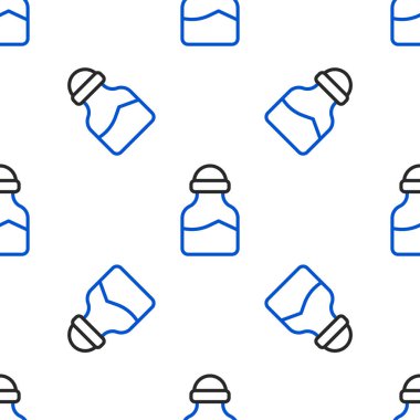 Simgedeki çizgi baharatı beyaz arkaplanda izole edilmiş pürüzsüz desen. Baharat koleksiyonu. Baharat, cam kutunun içindeki baharatlar. Renkli taslak konsepti. Vektör