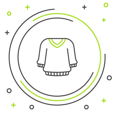 Çizgi süveter simgesi beyaz arkaplanda izole edildi. Kazak ikonu. Kazak tabelası. Renkli taslak konsepti. Vektör