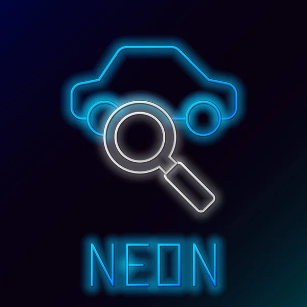 Zářící Neonová Čára Auto Sdílení Ikona Izolované Černém Pozadí Značka — Stockový vektor