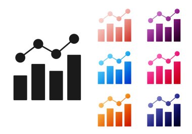 Siyah Finansal büyüme ikonu beyaz arka planda izole edildi. Gelirleri arttırıyorum. Simgeleri renklendirin. Vektör