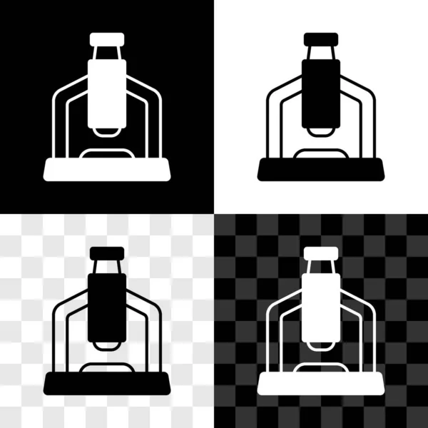Définissez Icône Microscope Isolée Sur Fond Noir Blanc Transparent Chimie — Image vectorielle