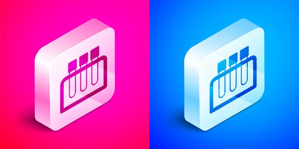 Isometric Test Tube Flask Chemical Laboratory Test Icon Isolated Pink — Stock Vector