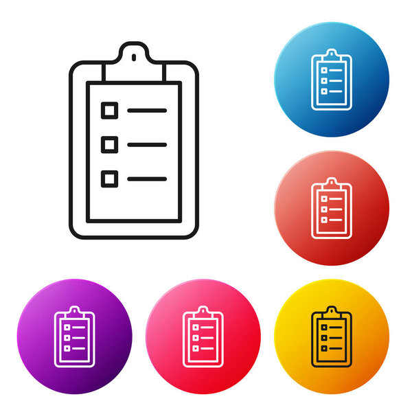 Черная линия Груминг салон прайс-лист значок изолирован на белом фоне. Настроить иконки красочные кнопки круга. Вектор.