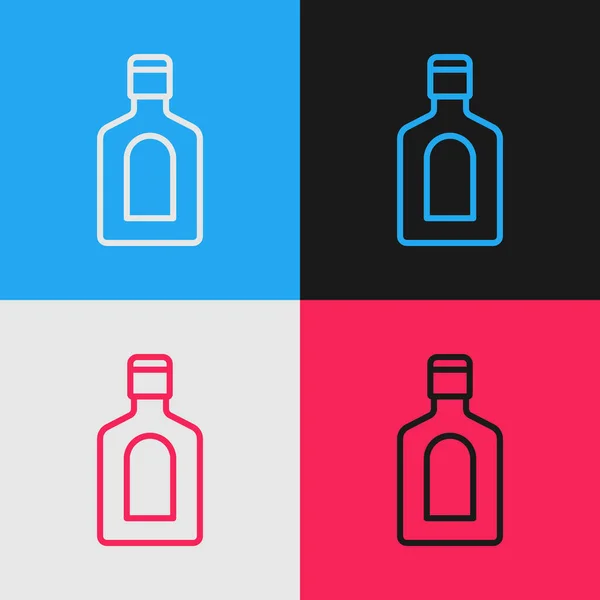 Pop Konst Linje Flaska Schampo Ikon Isolerad Färg Bakgrund Vektor — Stock vektor