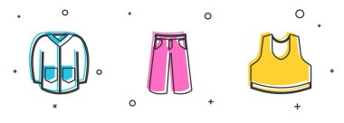 Süveter pantolon ve atlet simgesini ayarla. Vektör.