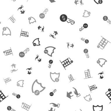 Kiralık Anahtar Emlakçı Evi ve Kalkan 'ı kusursuz desenli dolarla ayarla. Vektör.