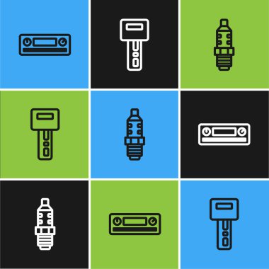 Otomobil Sesi 'ni ayarla, uzaktan kumandalı buji ve anahtarı ayarla. Vektör.