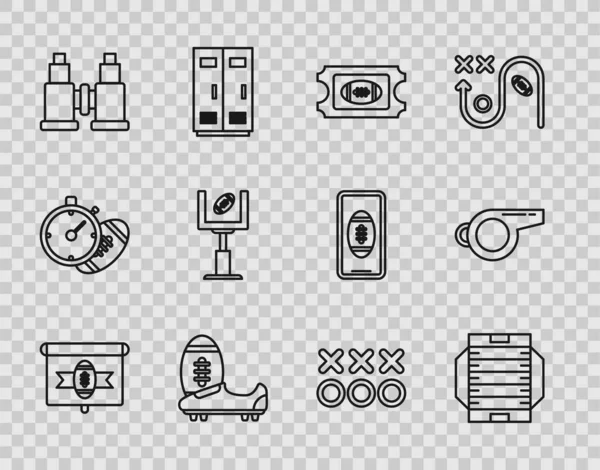 Establezca Línea Fútbol Americano Programa Televisión Campo Entrada Fútbol Fútbol — Vector de stock