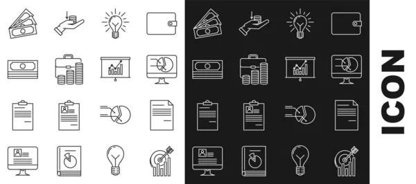 Establecer Objetivo Línea Con Gráfico Gráfico Documento Monitor Computadora Los — Vector de stock