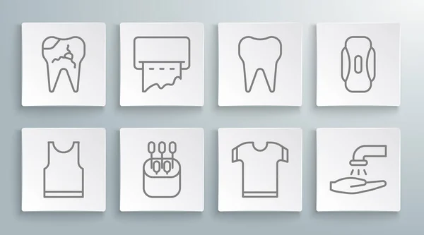 Set Line Shirt Sans Manches Distributeur Serviettes Papier Sur Mur — Image vectorielle