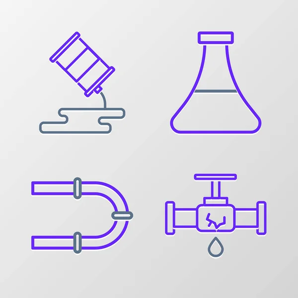 Встановіть Лінію Зламаної Труби Водою Промисловістю Випробувальною Трубкою Нафтового Бензину — стоковий вектор