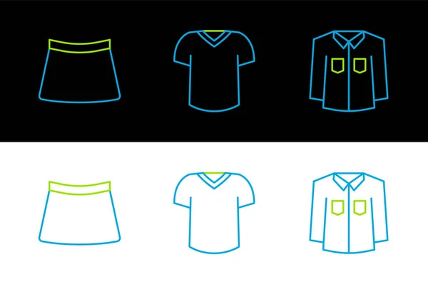 Définir Ligne Chemise Jupe Icône Shirt Vecteur — Image vectorielle