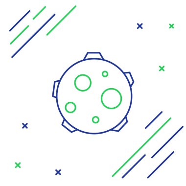 UFO hattı beyaz arka planda izole edilmiş inek simgesini kaçırıyor. Uçan daire. Uzaylı uzay gemisi. Gelecekteki bilinmeyen uçan nesne. Renkli taslak konsepti. Vektör.