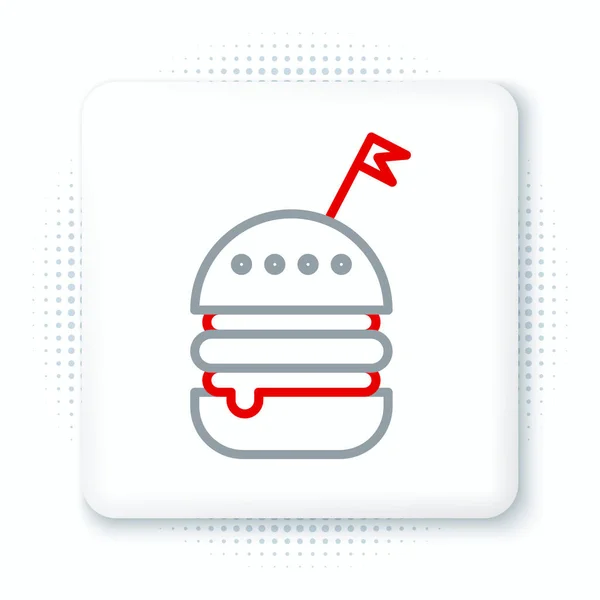 Line Burger Icon Isolated White Background Hamburger Icon Cheeseburger Sandwich — Stock Vector
