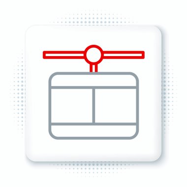 Beyaz arkaplanda çizgi kablo araba simgesi izole edildi. Füniküler işaret. Renkli taslak konsepti. Vektör.