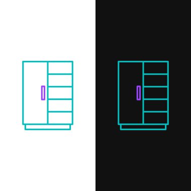 Çizgi Gardırobu simgesi beyaz ve siyah arkaplanda izole edildi. Renkli taslak konsepti. Vektör.