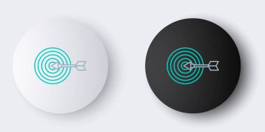 Satır Hedefi finansal hedef kavramı simgesi gri arka planda izole edildi. Sembolik hedeflere ulaşım, başarı. Renkli taslak konsepti. Vektör.