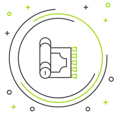 Geleneksel halı kültürü ramazan Arap kutlama ikonu beyaz arka planda izole edilmiş. Renkli taslak konsepti. Vektör.