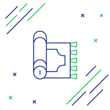 Geleneksel halı kültürü ramazan Arap kutlama ikonu beyaz arka planda izole edilmiş. Renkli taslak konsepti. Vektör.