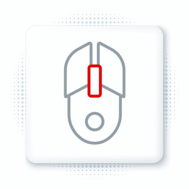 Satır Bilgisayar fare simgesi beyaz arkaplanda izole edildi. Tekerlek sembollü optik. Renkli taslak konsepti. Vektör.