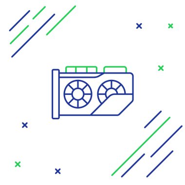 Çizgi Video grafik kartı simgesi beyaz arkaplanda izole edildi. Renkli taslak konsepti. Vektör.