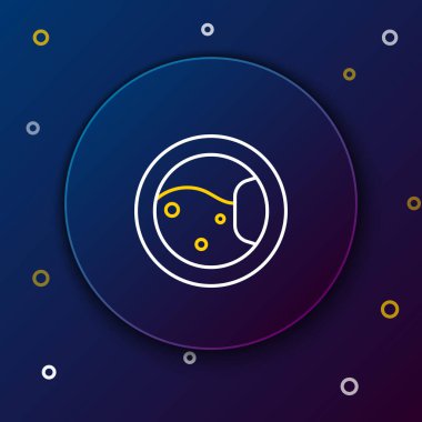 Çizgi yıkama simgesi mavi arkaplanda izole edildi. Çamaşır makinesi simgesi. Çamaşır makinesi, çamaşır makinesi. Ev aletleri sembolü. Renkli taslak konsepti. Vektör.