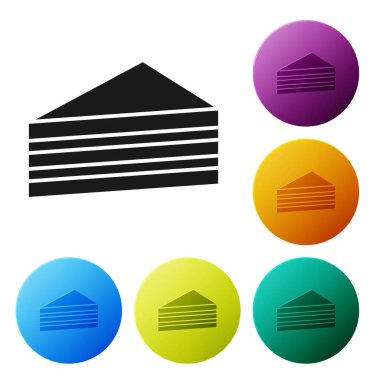 Siyah Kek simgesi beyaz arkaplanda izole edildi. Doğum günün kutlu olsun. Simgeleri renk daire düğmelerine ayarla. Vektör.