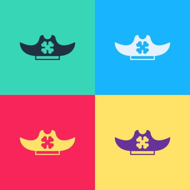 Pop Art Pirate şapka simgesi renk arkaplanında izole edildi. Vektör.