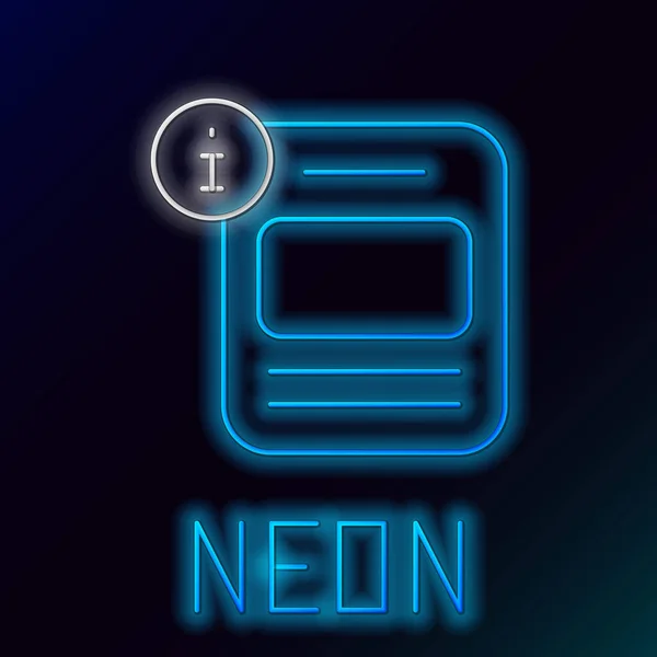 Glödande Neon Line Information Ikon Isolerad Svart Bakgrund Färgstarkt Skisskoncept — Stock vektor