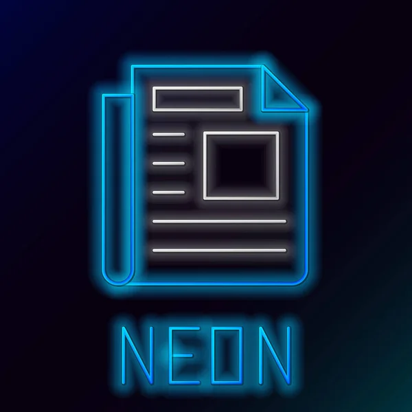 Žhnoucí Neonový Řádek Ikona News Izolovaná Černém Pozadí Novinová Cedule — Stockový vektor