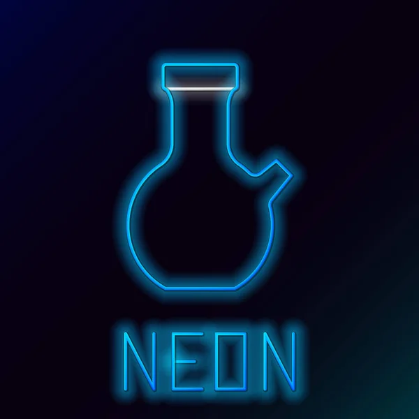 Világító Neon Vonal Kísérleti Cső Lombik Kémiai Laboratóriumi Vizsgálati Ikon — Stock Vector