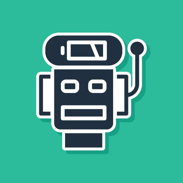 Modrý Robot Nízké Nabití Ikony Izolované Zeleném Pozadí Umělá Inteligence — Stockový vektor