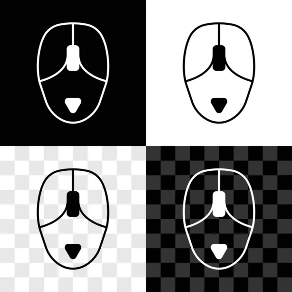 Establecer Icono Del Ratón Del Ordenador Aislado Blanco Negro Fondo — Vector de stock