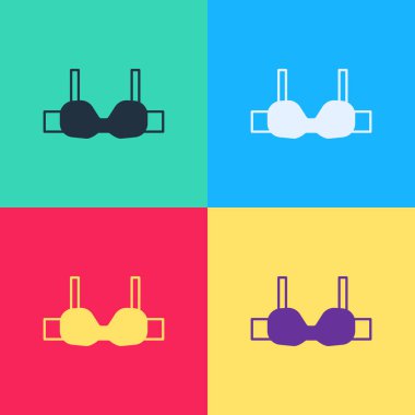 Pop art sutyen simgesi renk arkaplanında izole edilmiş. İç çamaşırı sembolü. Vektör.
